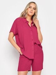 Long Tall Sally Pink Crinkle Co-ord Shirt - Image 1 of 4