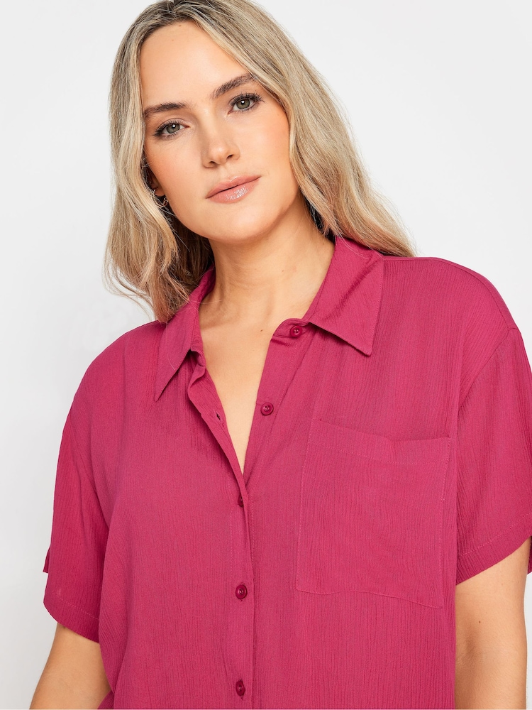 Long Tall Sally Pink Crinkle Co-ord Shirt - Image 4 of 4