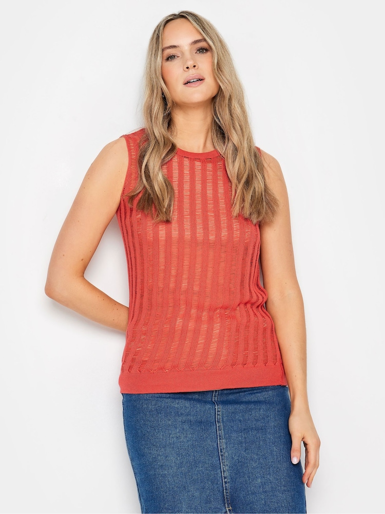 Long Tall Sally Pink LTS Tall Ivory White Crochet Vest Top - Image 2 of 4