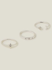 Accessorize Sterling Silver Plated Celestial Rings 3 Pack - Image 2 of 3