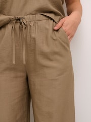 Cream Khaki Lori Wide Leg Drawstring Waist Trousers - Image 4 of 6