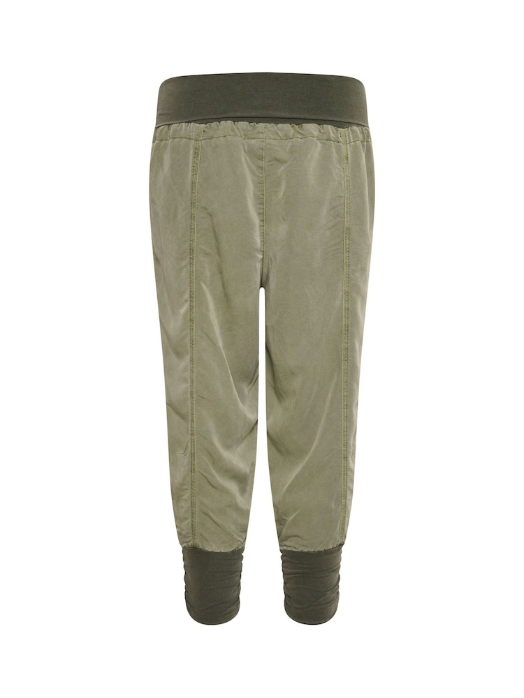 Cream Green Line Elastic Waist Capri Trousers - Image 5 of 5