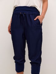 Cream Line Elastic Waist Capri Trousers - Image 2 of 6