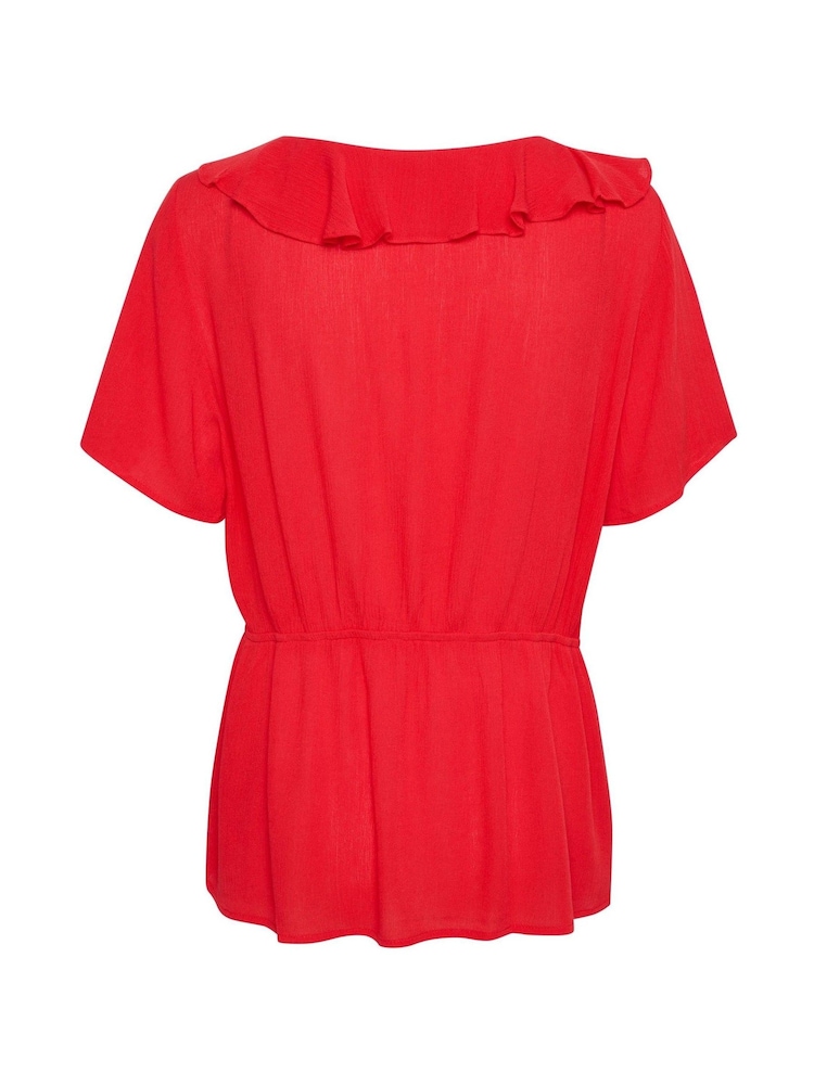 Cream Red Allie V-neck Ruffles Blouse - Image 6 of 6