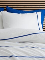 Content by Terence Conran Navy Herringbone Trim Stripe 100% Cotton Duvet Cover Set - Image 2 of 4