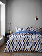 Content by Terence Conran Blue Oblong Checkerboard 100% Cotton Duvet Cover Set - Image 1 of 4