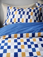 Content by Terence Conran Blue Oblong Checkerboard 100% Cotton Duvet Cover Set - Image 2 of 4