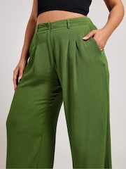 Yours Curve Green Pleated Front Trousers - Image 2 of 4