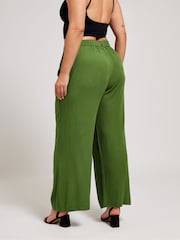 Yours Curve Green Pleated Front Trousers - Image 3 of 4
