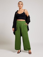 Yours Curve Green Pleated Front Trousers - Image 4 of 4