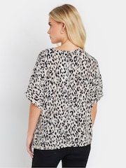 M&Co Animal Print Petite Tie Side Top - Image 3 of 4