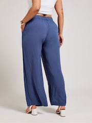 Yours Curve Blue Pleated Front Trousers - Image 2 of 4