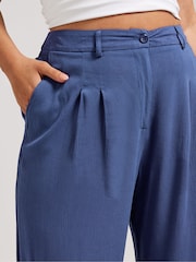 Yours Curve Blue Pleated Front Trousers - Image 4 of 4