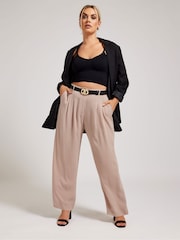 Yours Curve Pink Pleated Front Trousers - Image 2 of 4