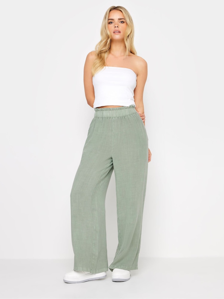 PixieGirl Petite Green Wide Leg Trousers - Image 1 of 4