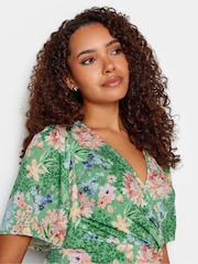 M&Co Green Floral Print Ring Detail Wrap Top - Image 4 of 5