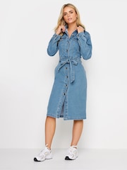 PixieGirl Petite Blue Denim Belted Dress - Image 2 of 4