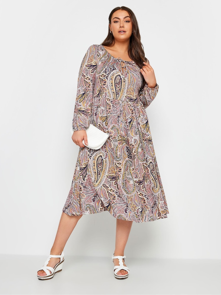 Yours Curve Pink Mini Long Sleeve Dress - Image 1 of 4 Yours Curve Pink Mini Long Sleeve Dress - Image 1 of 4