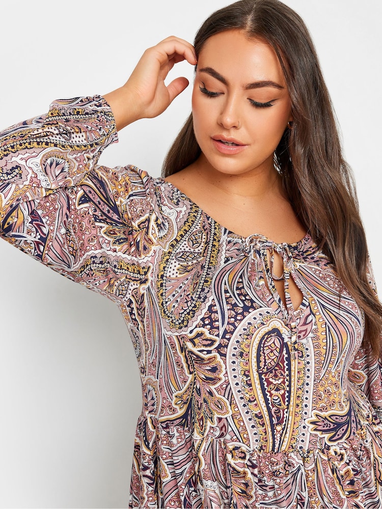 Yours Curve Pink Mini Long Sleeve Dress - Image 4 of 4