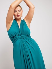 Yours Curve Green Knot Front Maxi Dress - Image 2 of 4