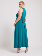 Yours Curve Green Knot Front Maxi Dress - Image 3 of 4