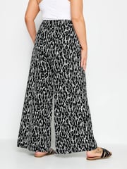 Yours Curve Black Leopard Print Jersey Wide Leg Trousers - Image 3 of 4