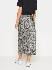 PixieGirl Petite Black Snake Print Satin Midaxi Skirt - Image 4 of 6