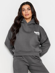 PixieGirl Petite Bonjour Mon Amour Slogan Cropped Hoodie - Imaginea 2 din 6