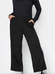 Yours Curve Black Pleated Front Wide Leg Trousers - Image 1 of 5