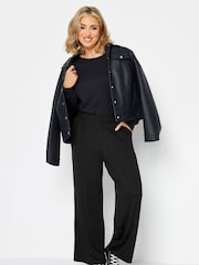 Yours Curve Black Pleated Front Wide Leg Trousers - Image 2 of 5