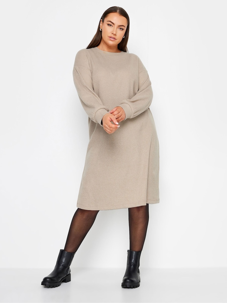 Yours Curve Cream Soft Touch Jumper Dress - Image 1 of 4