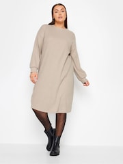 Yours Curve Cream Soft Touch Jumper Dress - Image 3 of 4