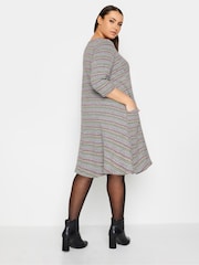 Yours Curve Grey Camo Stripe Soft Touch Pocket Dress - Image 2 of 4