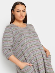Yours Curve Grey Camo Stripe Soft Touch Pocket Dress - Image 4 of 4