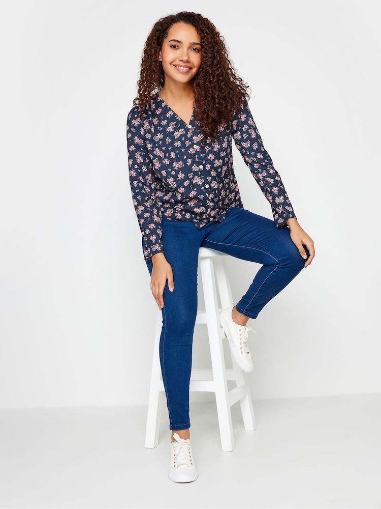 M&Co Blue Long Sleeve Blouse - Image 2 of 4 M&Co Blue Long Sleeve Blouse - Image 2 of 4