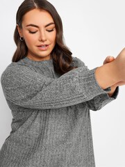 Yours Curve Grey Soft Touch Jumper Dress - Image 4 of 4