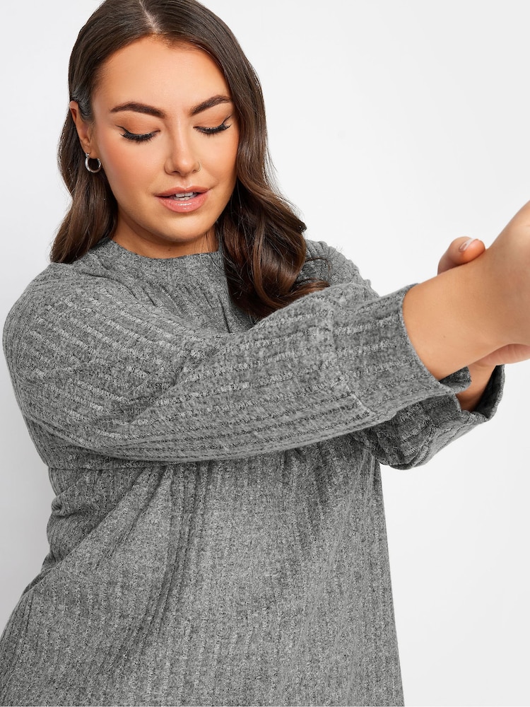 Yours Curve Grey Soft Touch Jumper Dress - Image 4 of 4