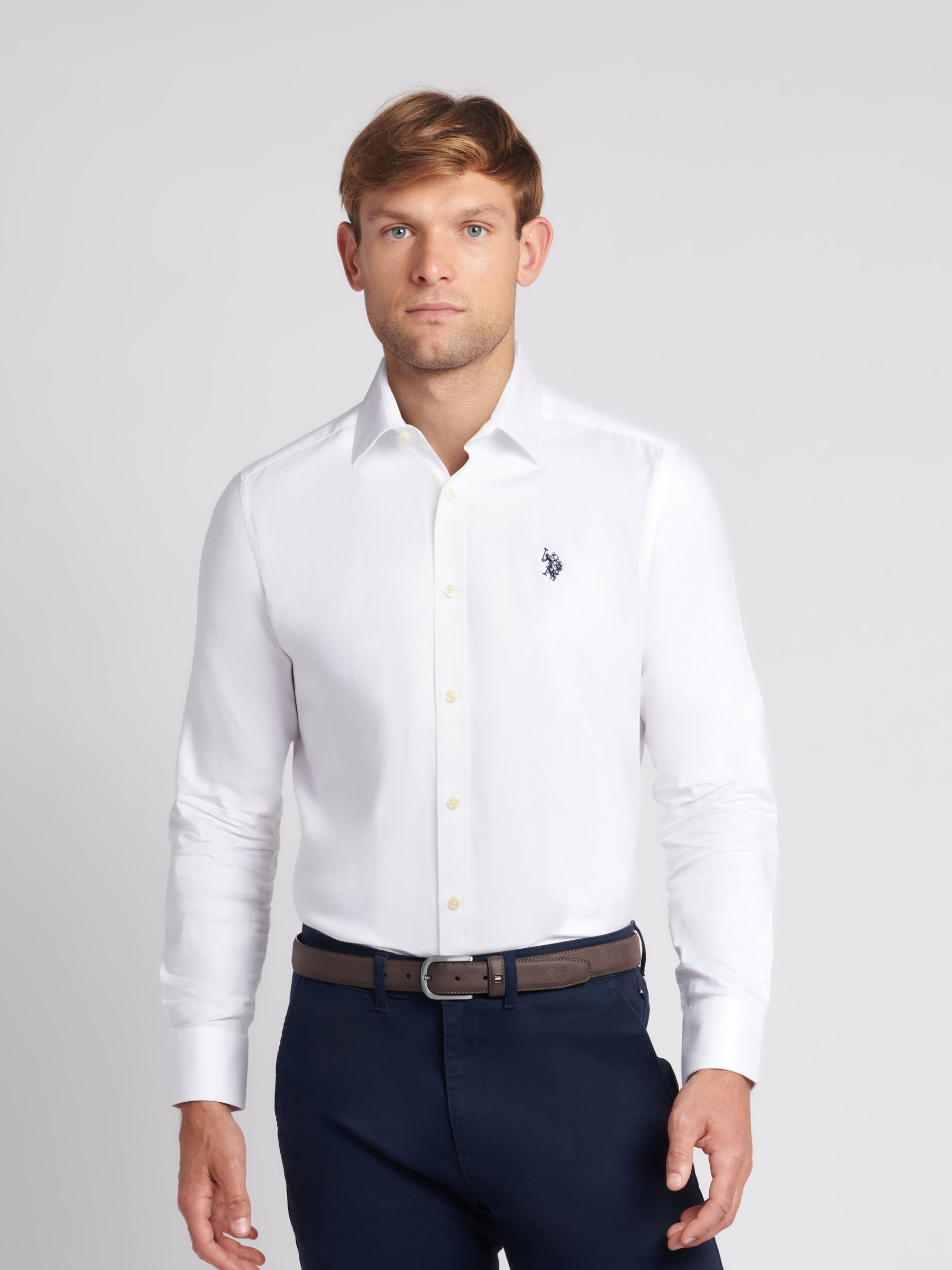 Buy U.S. Polo Assn. White Mens Long Sleeve Herringbone Twill