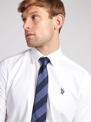 U.S. Polo Assn. White Mens Long Sleeve Herringbone Twill 100% Cotton Shirt - Image 4 of 6