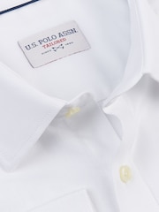 U.S. Polo Assn. White Mens Long Sleeve Herringbone Twill 100% Cotton Shirt - Image 5 of 6