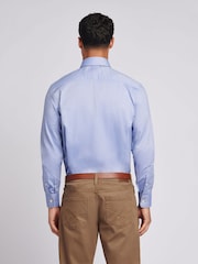 U.S. Polo Assn. Blue Mens Long Sleeve Dobby Texture 100% Cotton Shirt - Image 2 of 7