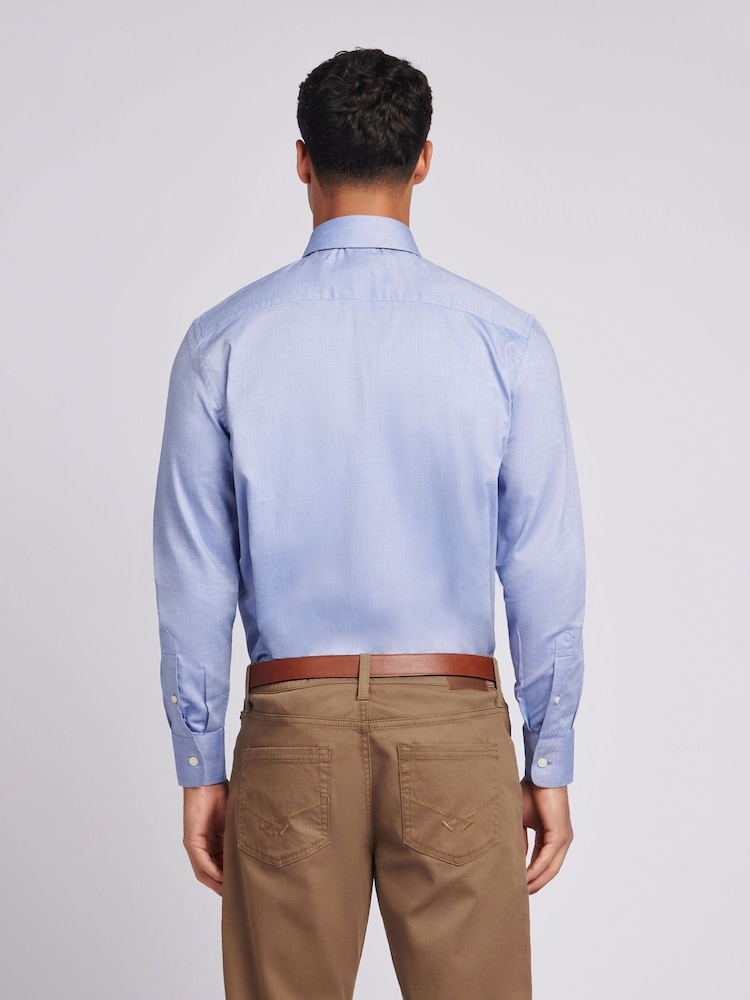 U.S. Polo Assn. Blue Mens Long Sleeve Dobby Texture 100% Cotton Shirt - Image 2 of 7