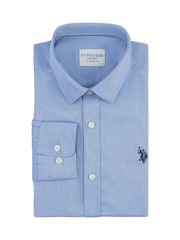U.S. Polo Assn. Blue Mens Long Sleeve Dobby Texture 100% Cotton Shirt - Image 5 of 7