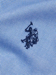 U.S. Polo Assn. Blue Mens Long Sleeve Dobby Texture 100% Cotton Shirt - Image 7 of 7
