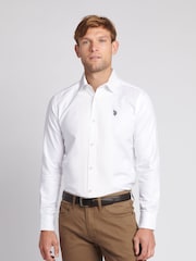 U.S. Polo Assn. White Mens Long Sleeve Royal Twill 100% Cotton Shirt - Image 1 of 8