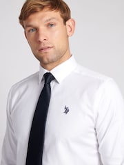 U.S. Polo Assn. White Mens Long Sleeve Royal Twill 100% Cotton Shirt - Image 4 of 8