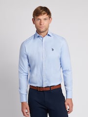 U.S. Polo Assn. Blue Mens Long Sleeve Royal Twill 100% Cotton Shirt - Image 1 of 8