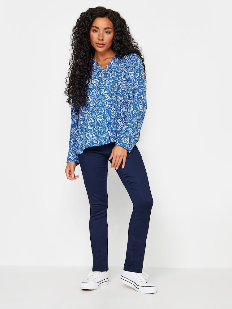M&Co Blue Petite Long Sleeve Blouse - Image 2 of 4