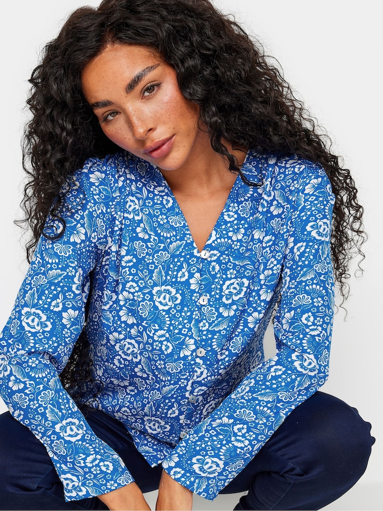 M&Co Blue Petite Long Sleeve Blouse - Image 4 of 4