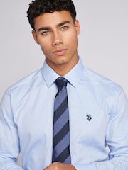 U.S. Polo Assn. Light Blue Mens Long Sleeve Dobby Texture 100% Cotton Shirt - Image 2 of 8